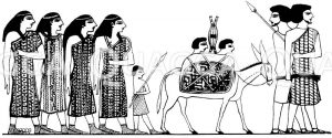 Einwanderung semitischer Familien ("Amu") in Ägypten. Nach Wilkinson. Grabgemälde von Beni-Hassan aus der Zeit Usertesens I. [Digital]