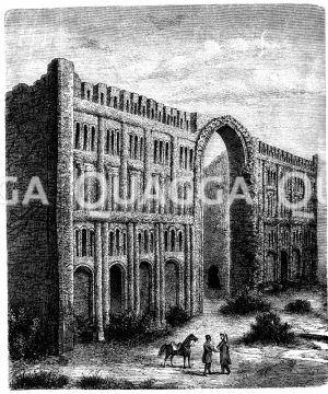 El Kas'r (das Schloss): Mauerruine mit Toreingang von Palast Nebukadnezars [Digital]