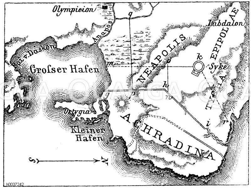 Plan der Belagerung von Syrakus 414. v. Chr. Nach Jähns [Digital]