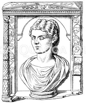 Römisches Ahnenbild. Darstellung auf einem Grabdenkmal, jetzt im Lateran zu Rom. Nach Monum [Digital]
