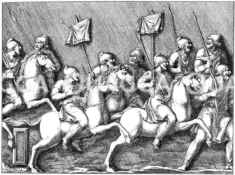 Germanische Reiter im römischen Heere. Relief von der Antonina zu Rom [Digital]