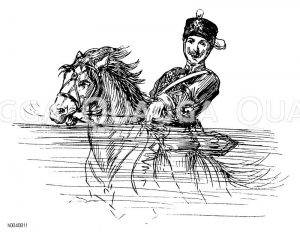 Soldat auf schwimmendem Pferd, Reiten [Digital]