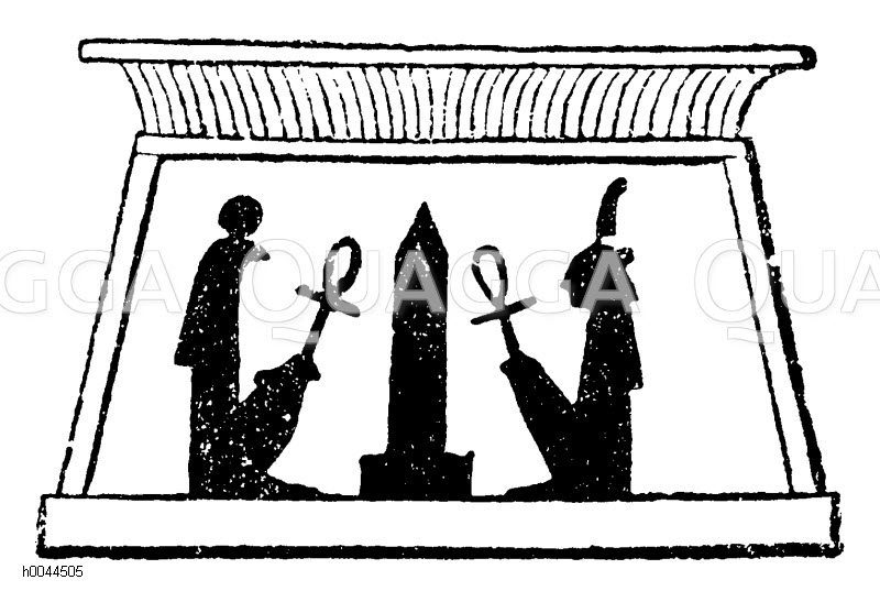 Brustschild des ägyptischen Oberpriesters mit dem Bilde der Gottheiten der Wahrheit und Gerechtigkeit. Nach Wilkinson [Digital]