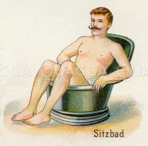 Baden in der Sitzbadewanne Zeichnung/Illustration