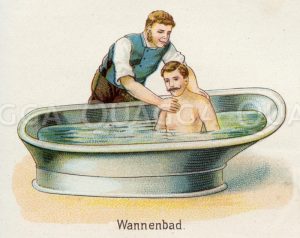 Baden in der Sitzbadewanne Zeichnung/Illustration