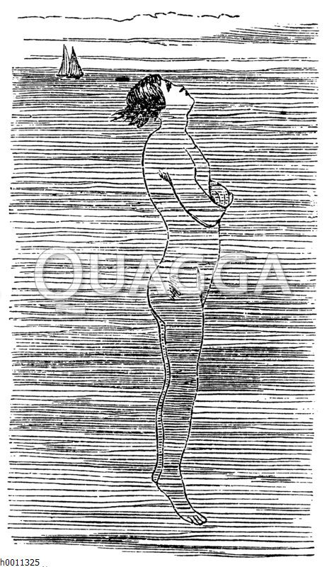 Schwimmen: Stehen im Wasser Zeichnung/Illustration
