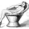 Mann in der Sitzbadewanne Zeichnung/Illustration