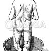 Junger Mann in Badeschüssel Zeichnung/Illustration