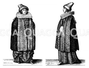 Edelfrau und Kaufmannsfrau aus Prag um die Mitte des 17. Jahrhunderts. Radierungen von Wenzel Hollar Zeichnung/Illustration