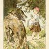 Rotkäppchen und der Wolf. Der Wolf überredet das Mädchen