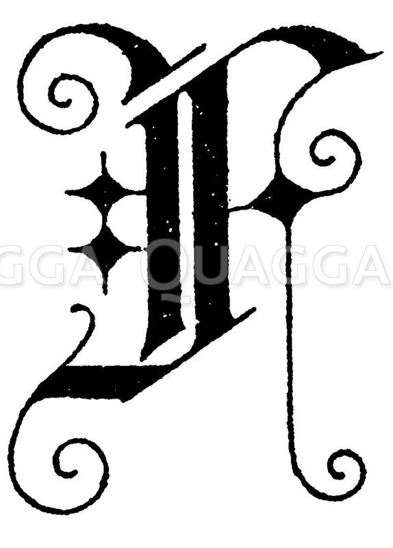 Buchstabe F, Schriftart: altgotisch - Quagga Illustrations