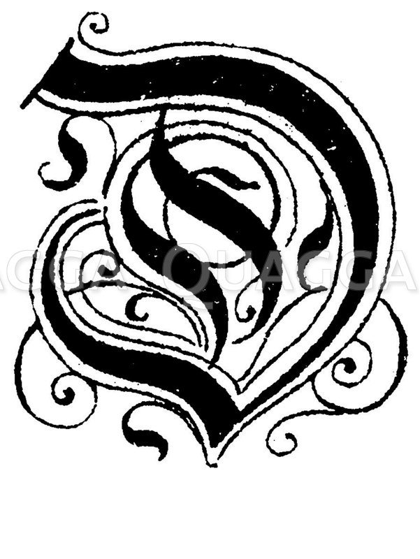 Buchstabe D, Schriftart: Alte Kanzlei-Frakturschrift - Quagga Illustrations