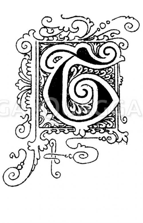 Buchstabe T, Schriftart: Alte Kirchenschrift - Quagga Illustrations