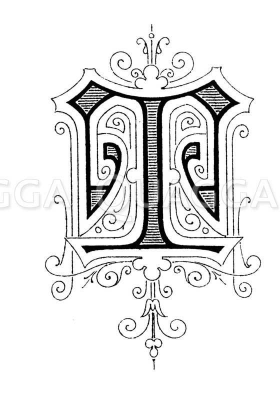 Buchstabe T, Schriftart: Jugendstil - Quagga Illustrations