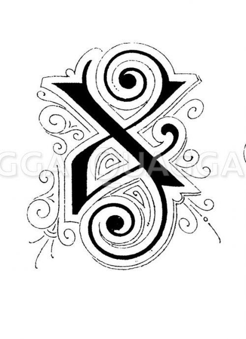 Buchstabe X, Schriftart Jugendstil Quagga Illustrations