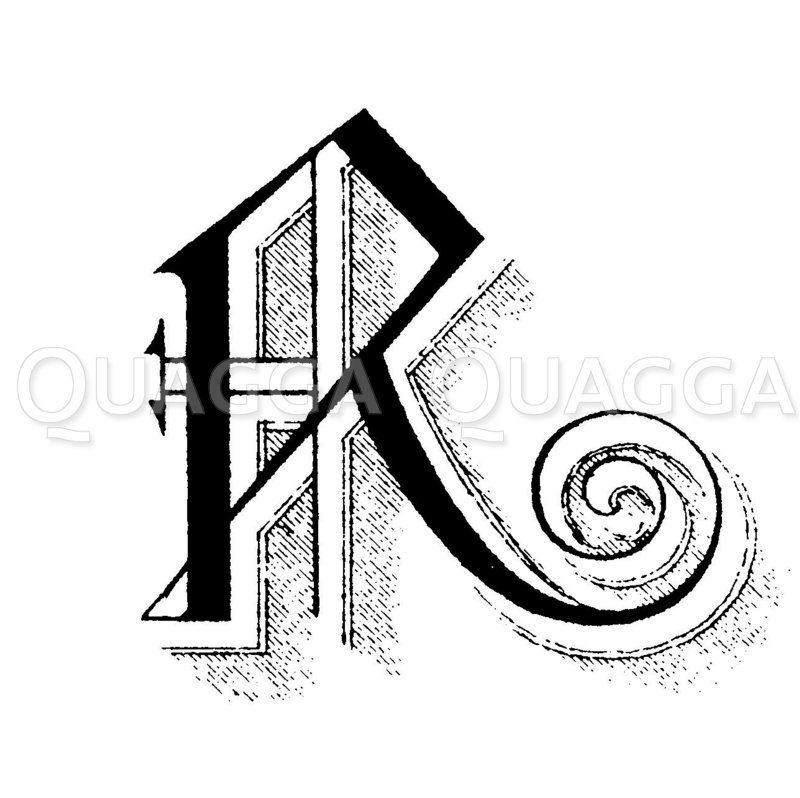 Buchstabe R, Schriftart PhantasieAltgotisch Quagga Illustrations