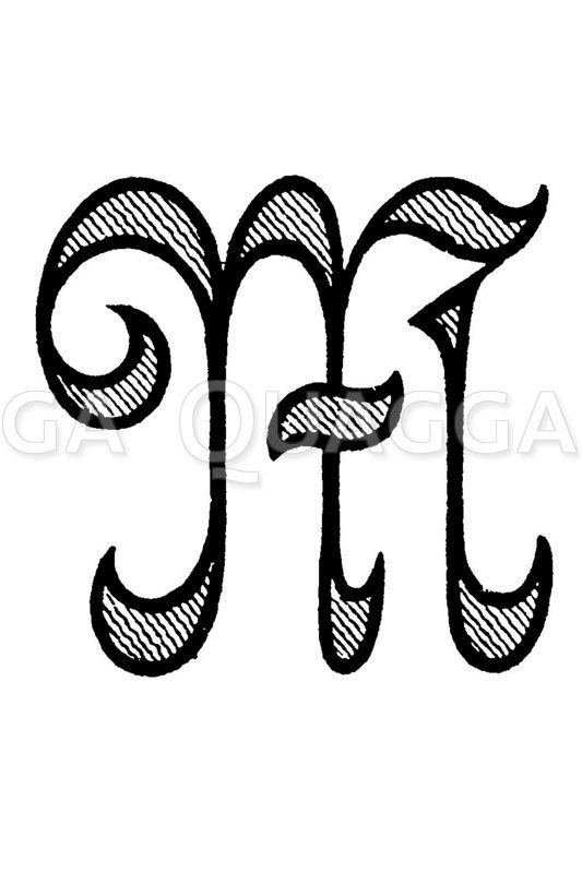 Buchstabe M Verzierte Ronde Quagga Illustrations