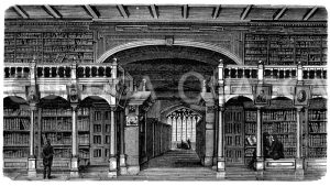 Innere Ansicht der Bodleyanischen Bibliothek in Oxford Zeichnung/Illustration