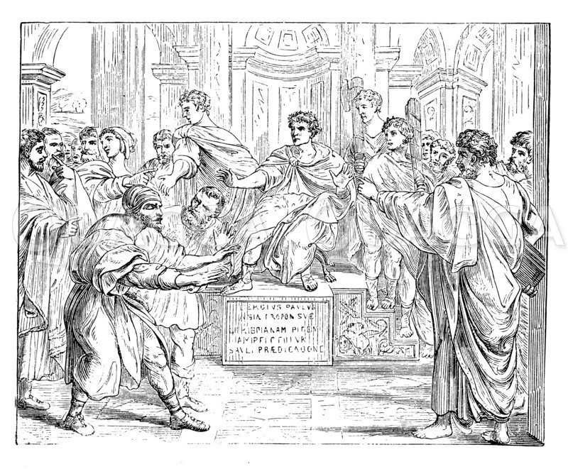 Bestrafung des Zauberers Elymas. Auf Raffaels Tapeten Zeichnung/Illustration