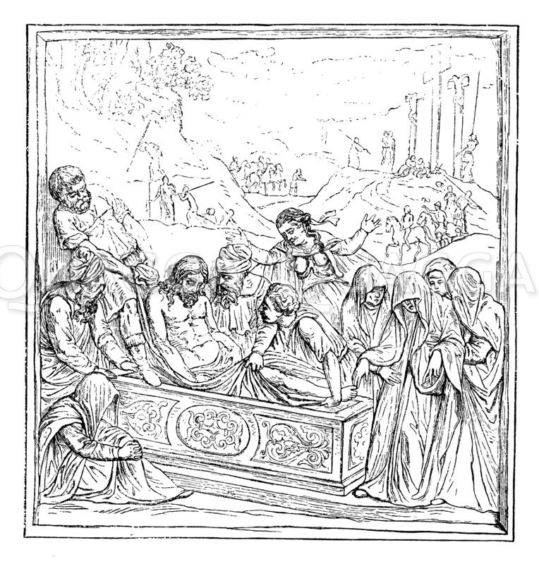 Grablegung Christi. Von Jacopo Sansovino. Sakristeitür von S. Marco Zeichnung/Illustration