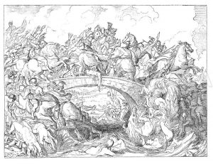 Amazonenschlacht. Von Rubens Zeichnung/Illustration