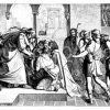 Josephs Begegnung mit seinen Brüdern. Von Peter von Cornelius Zeichnung/Illustration