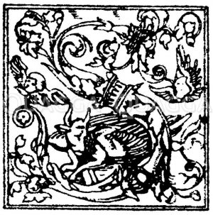 Lateinische Renaissanceschrift: Buchstabe S. Initial aus dem Jahre 1534. Nach Lukas Kranach d. ä. (Formenschatz) Zeichnung/Illustration