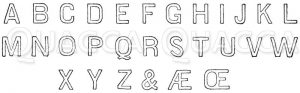 Lateinische Schrift: Alphabet in sog. Blockschrift oder Grotesk