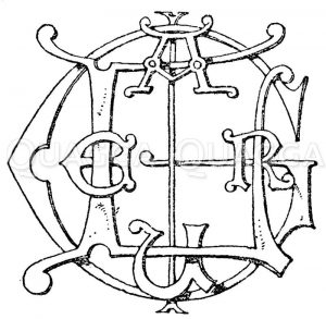 Monogramm eines französischen Eigennamens. „Laugier. (Raguenet) Zeichnung/Illustration