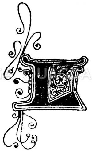 Gotische Unzialschrift: Buchstabe L. Initial aus dem 15. Jahrhundert. (Hrachowina) Zeichnung/Illustration