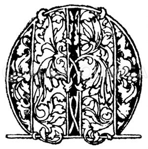 Gotische Unzialschrift: Buchstabe O. Initial aus dem Ende des 15. Jahrhunderts. (Formenschatz) Zeichnung/Illustration