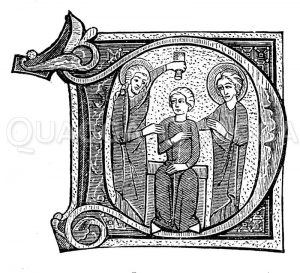 Initale D aus einem Psaltererium des 13. Jahrhunderts Zeichnung/Illustration