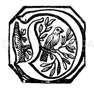 Inital D aus dem 'Poetischen Trichter' des  17. Jahrhunderts Zeichnung/Illustration