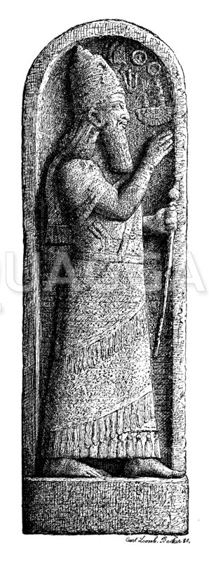 Denkstein des Königs Sargon mit seinem Bildnis und einer Keileinschrift