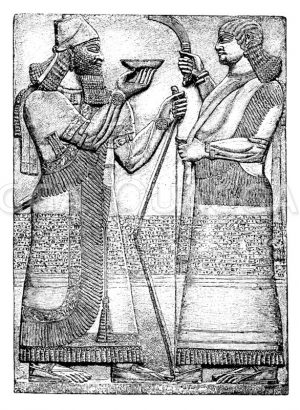 Trankopfer des Königs Assurnassirpal. Nimrud Zeichnung/Illustration
