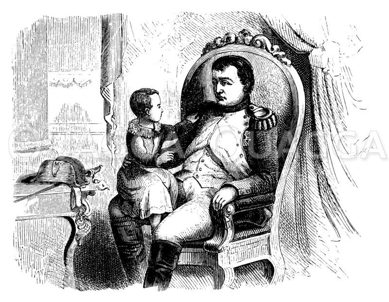 Napoleon Bonaparte und sein Sohn Napoleon Franz Bonaparte Zeichnung/Illustration
