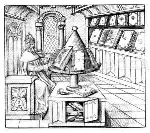 Bücherei und Schreibstube aus dem 15. Jahrhundert Zeichnung/Illustration