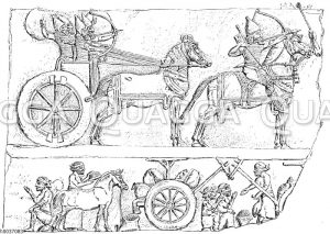 Assyrische Wagenkämpfer und Bogenschützen