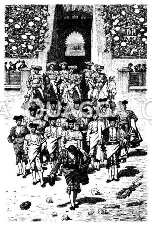 Stierkampf: Aufzug der Matadores in der Arena