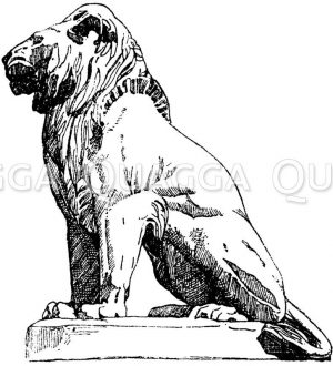 Löwe in Bronze von der Kaifassade des neuen Louvre in Paris. 19. Jahrhundert. Von Bildhauer Barye. (Baldus, Raguenet) [Digital]