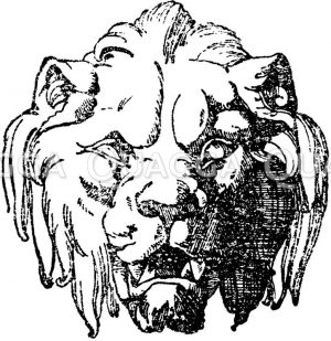 Löwenkopf aus einer Cartouche von Lienard. 19. Jahrhundert französisch. [Digital]