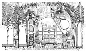 Assurbanipal und seine Gemahlin beim Bankett