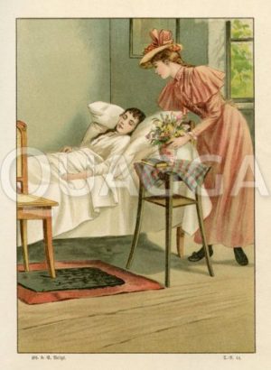 Besuch bei einer jungen Frau am Krankenbett