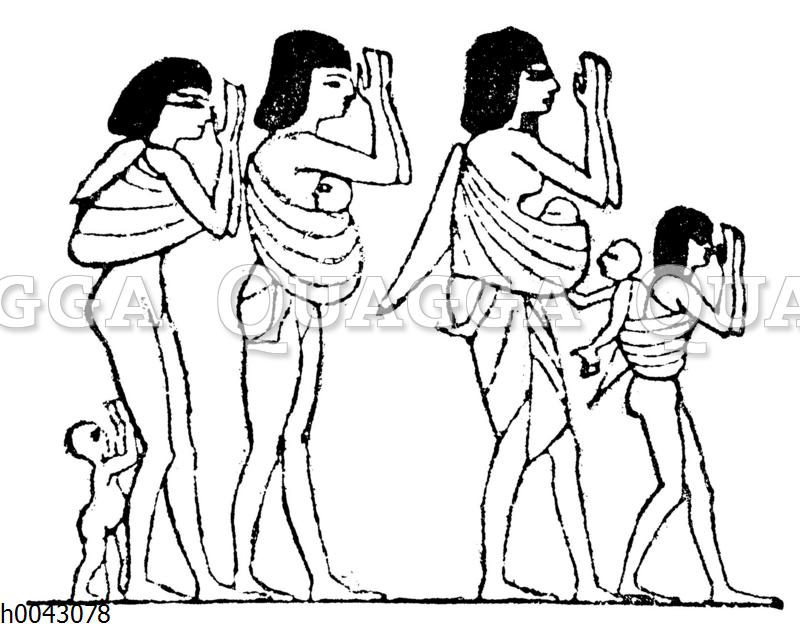 Altägyptische Klageweiber beim Begräbnis