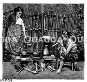 Javanische Frauen beim Reiskochen