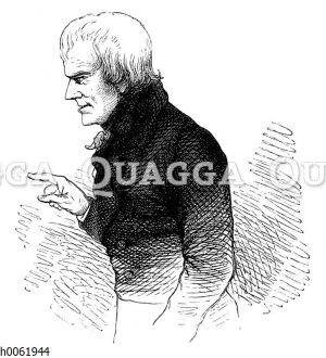 Friedrich Hölderlin im 55. Lebensjahre. Gezeichnet 1825 zu Tübingen von G. Schreiner