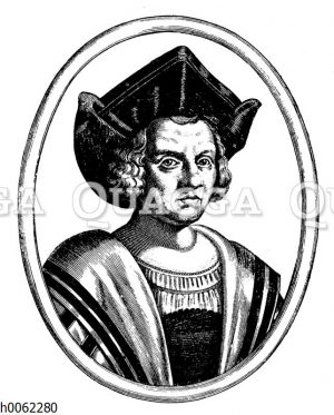 Christoph Columbus (nach einem Stiche des De Bry aus dem XVI. Jahrhundert)