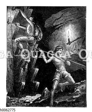 Indianer in einem bolivianischen Silberbergwerk