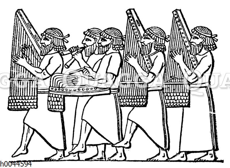 Tragbare assyrische Harfen