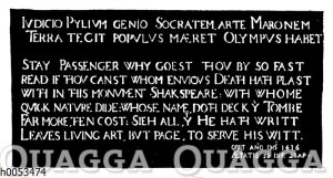 Shakespeares Grabmal: Inschrift